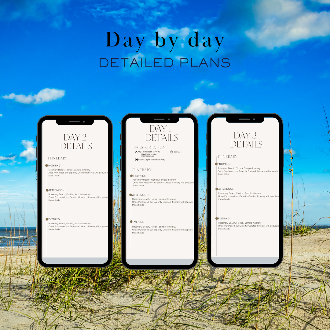 Amelia Island FL 3 day planned travel itinerary