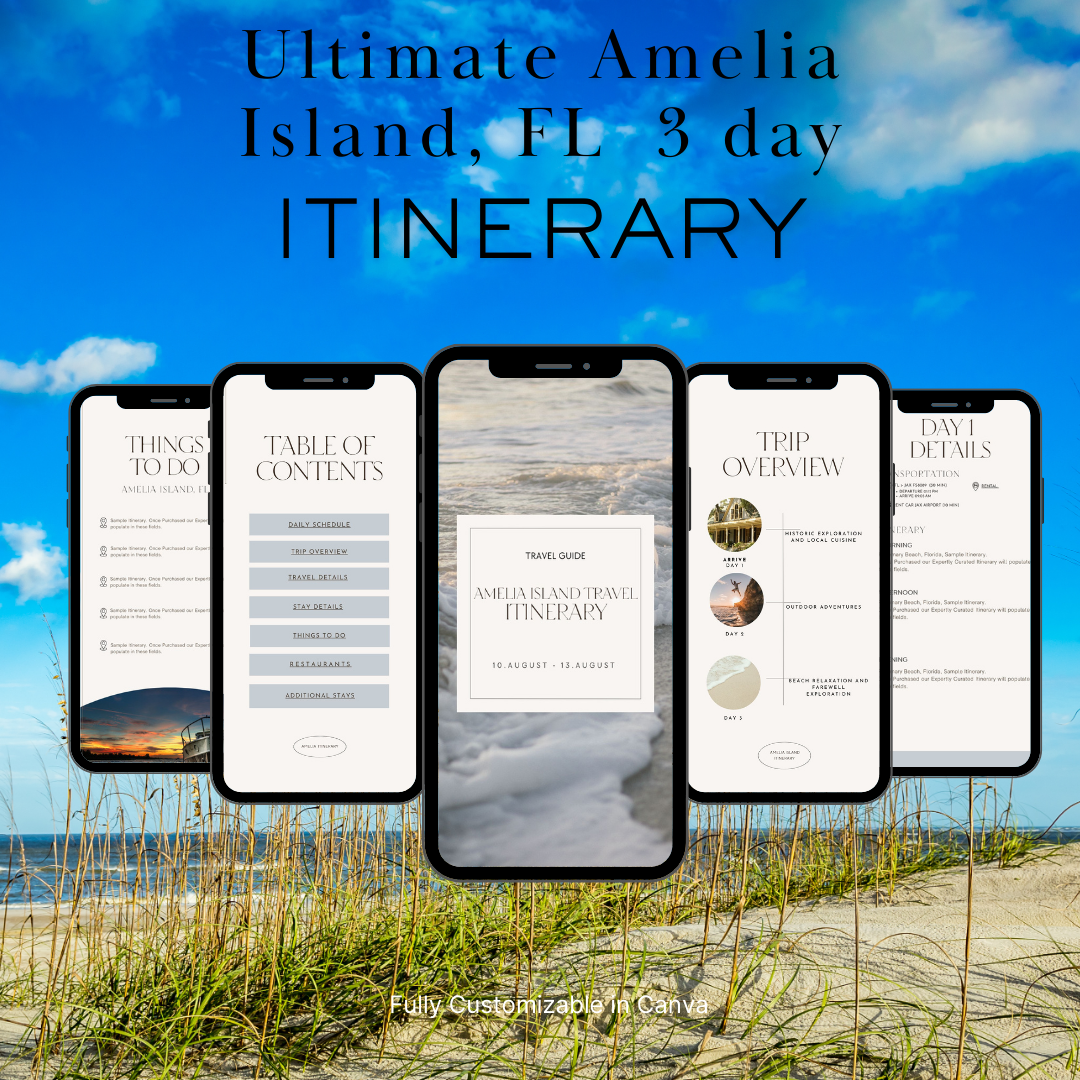 Amelia Island FL downloadable and editable itinerary