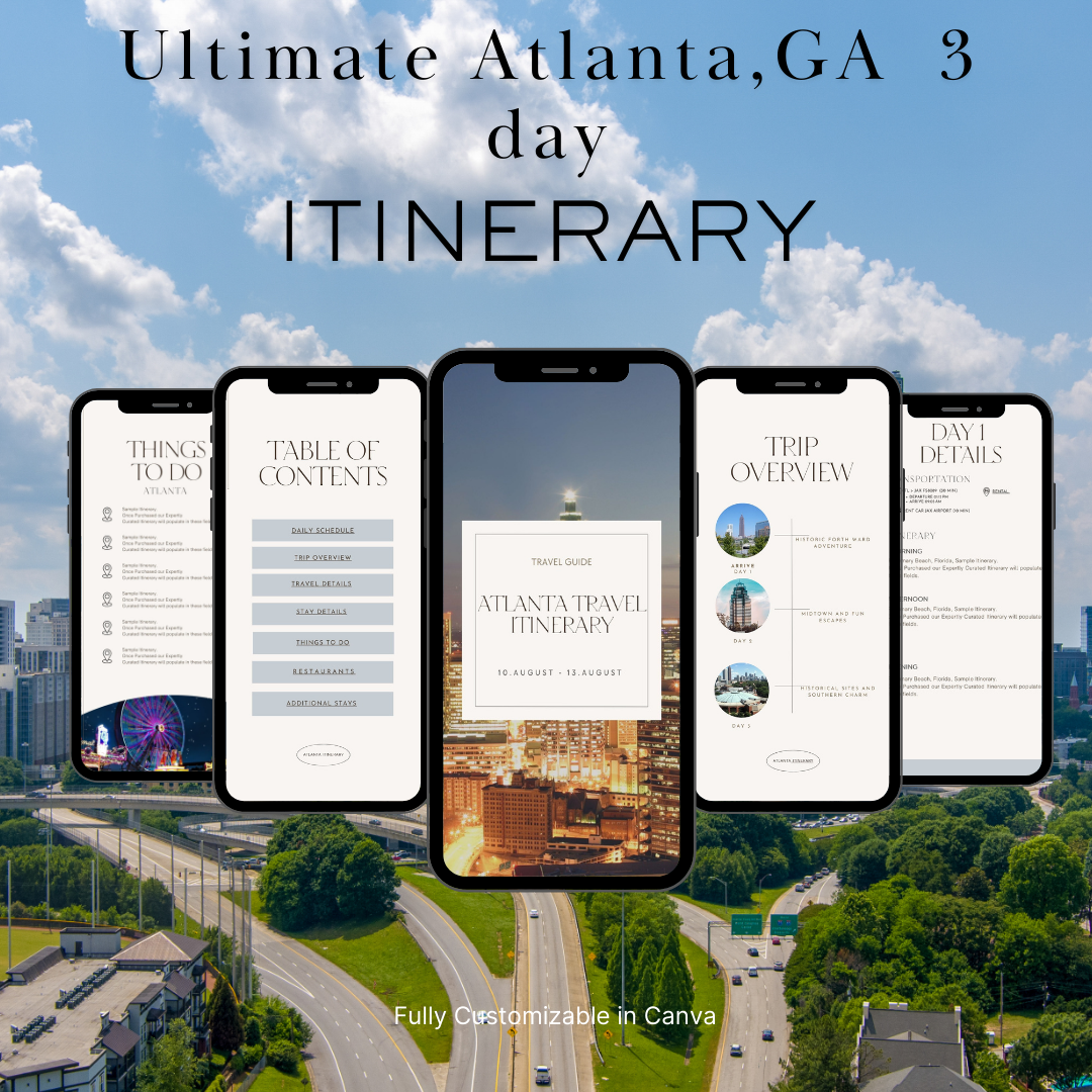 Atlanta GA downloadable and editable itinerary