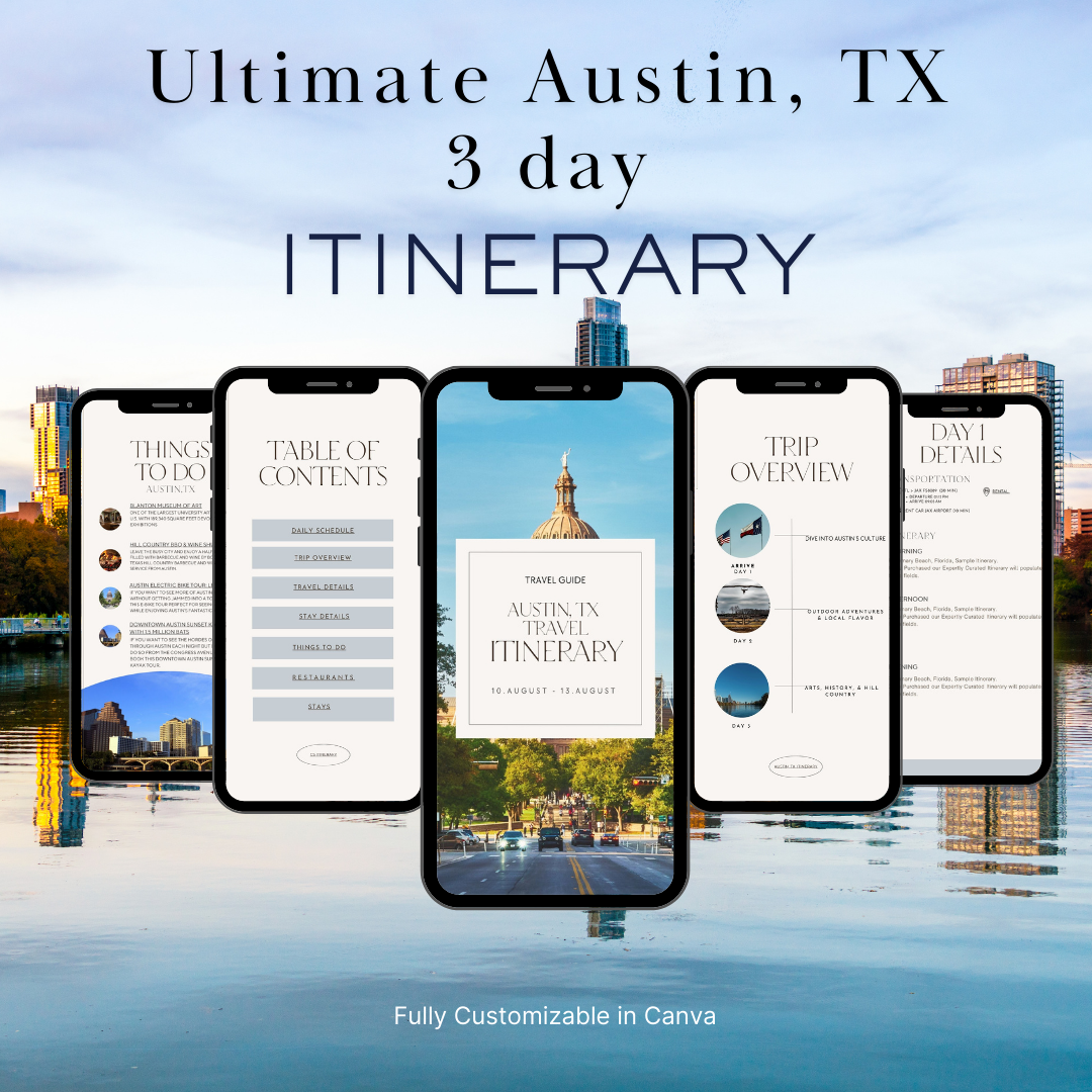 Austin Texas downloadable and editable itinerary