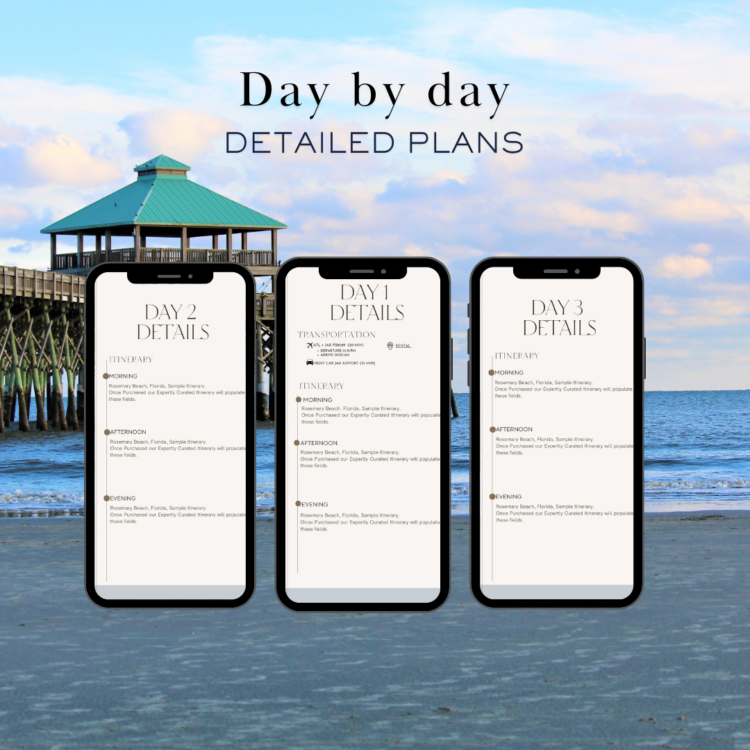 Charleston SC 3 day planned travel itinerary