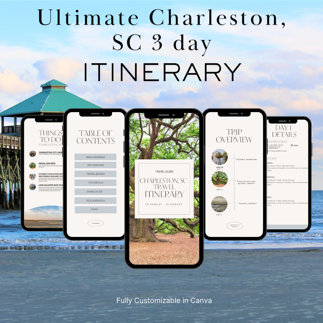 Charleston SC downloadable and editable itinerary