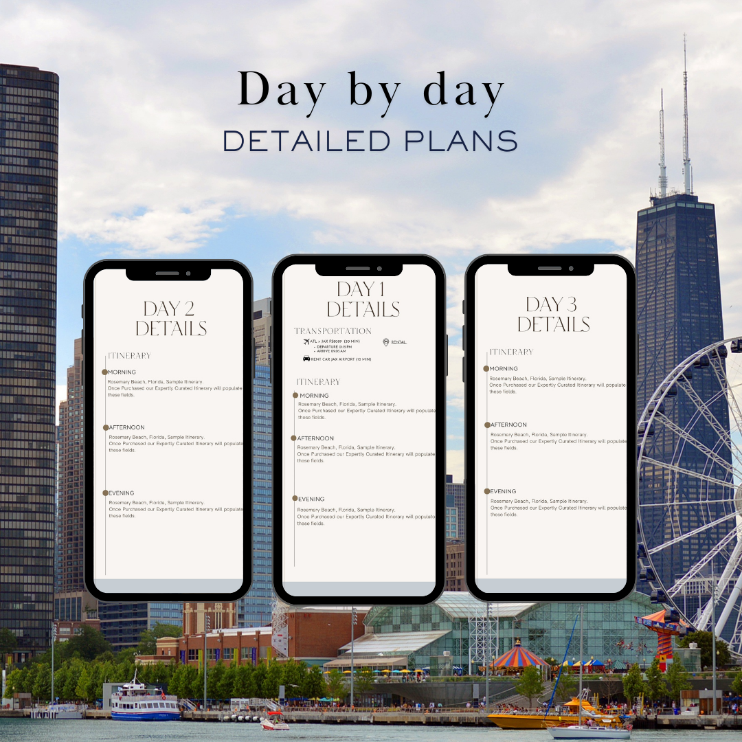 Chicago IL 3 day planned travel itinerary
