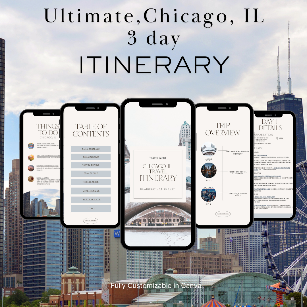 Chicago IL downloadable and editable itinerary