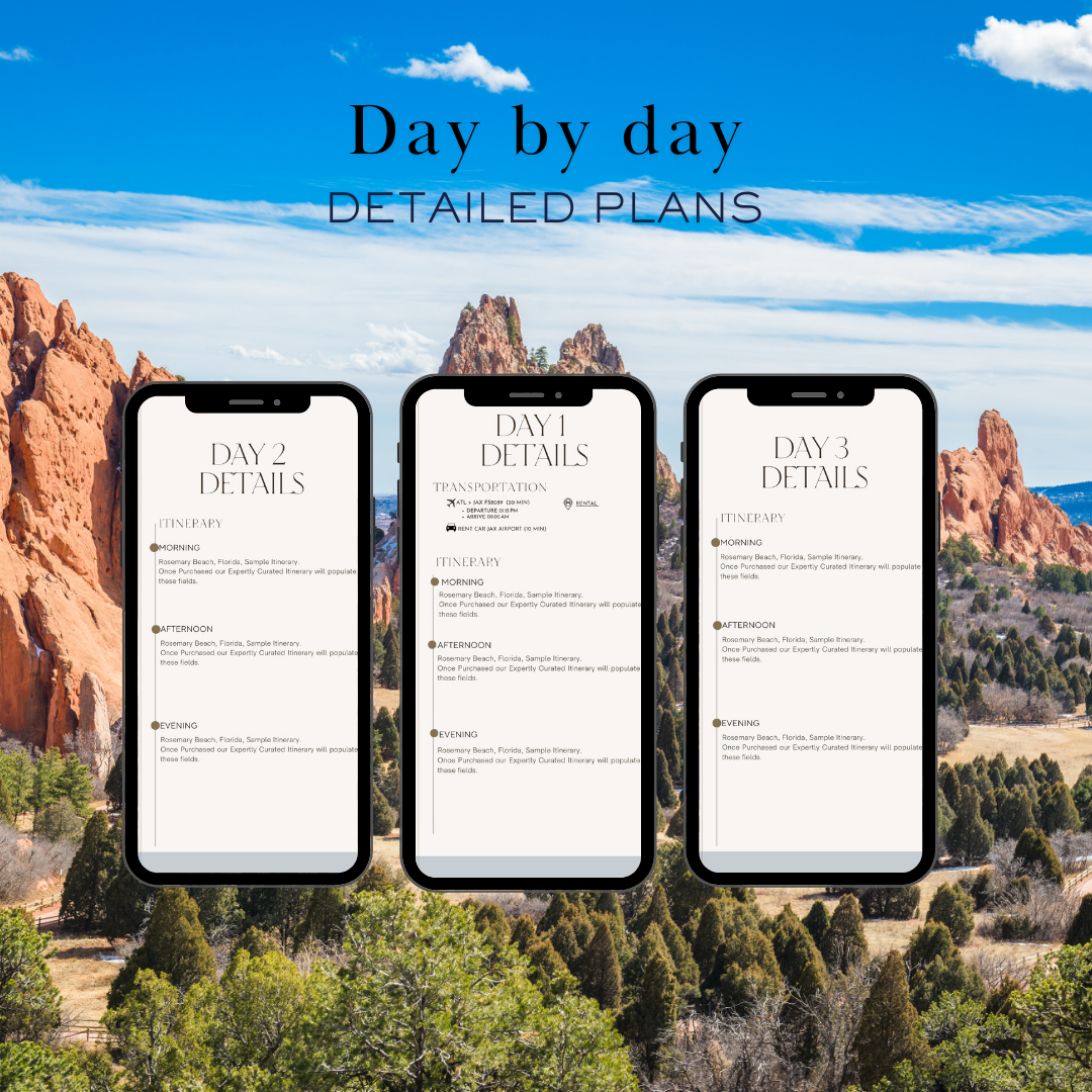 Colorado Springs 3 day planned travel itinerary