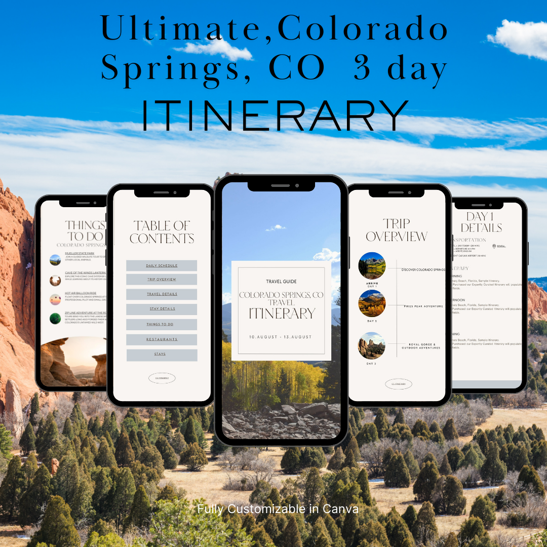 Colorado Springs downloadable and editable itinerary
