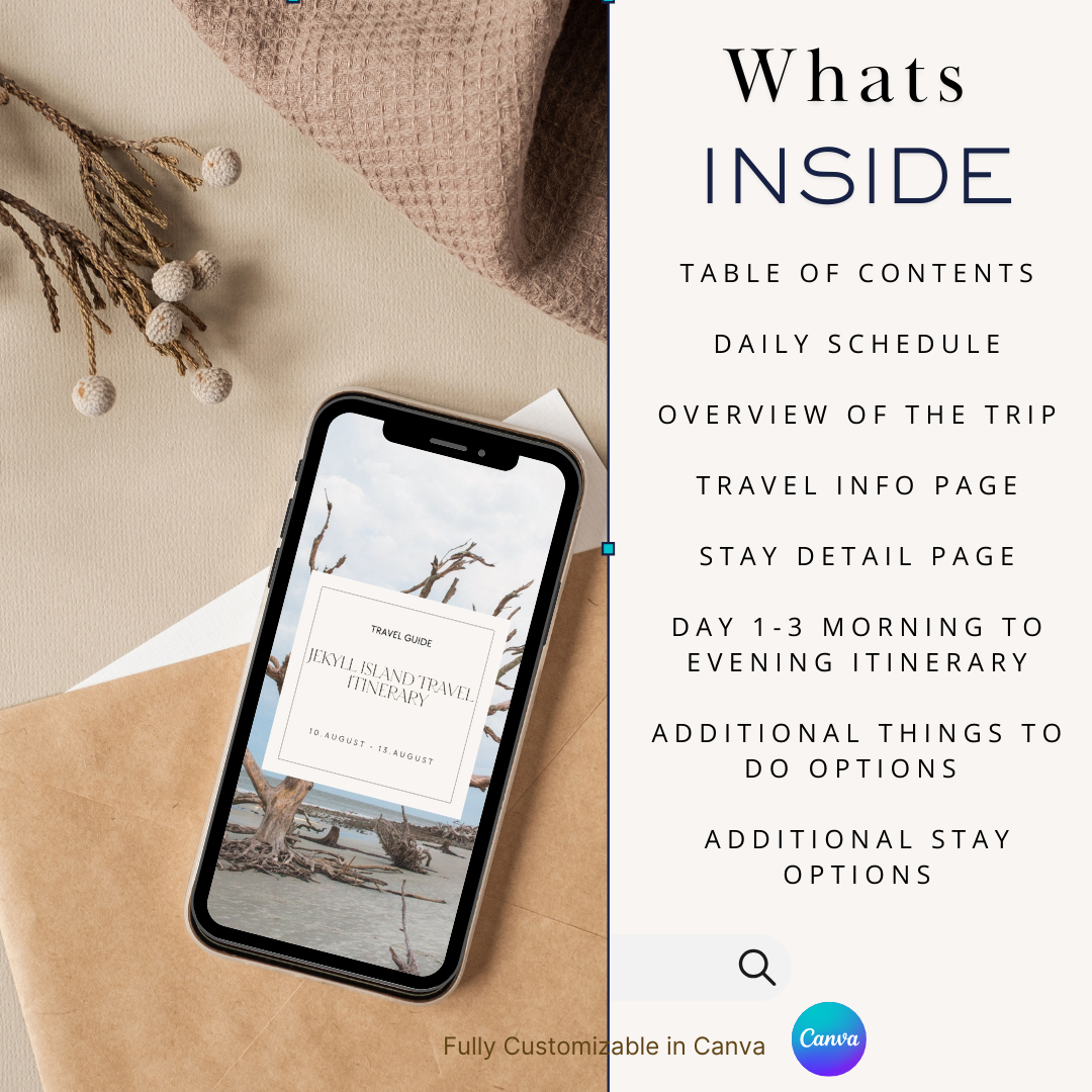 Jekyll Island downloadable and editable itinerary whats included