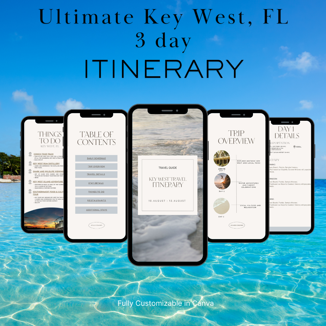 Key West Florida downloadable and editable itinerary