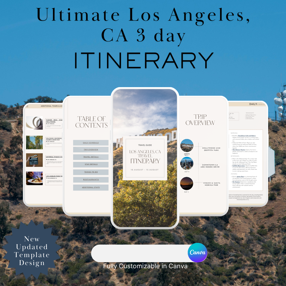 Los Angeles downloadable and editable itinerary