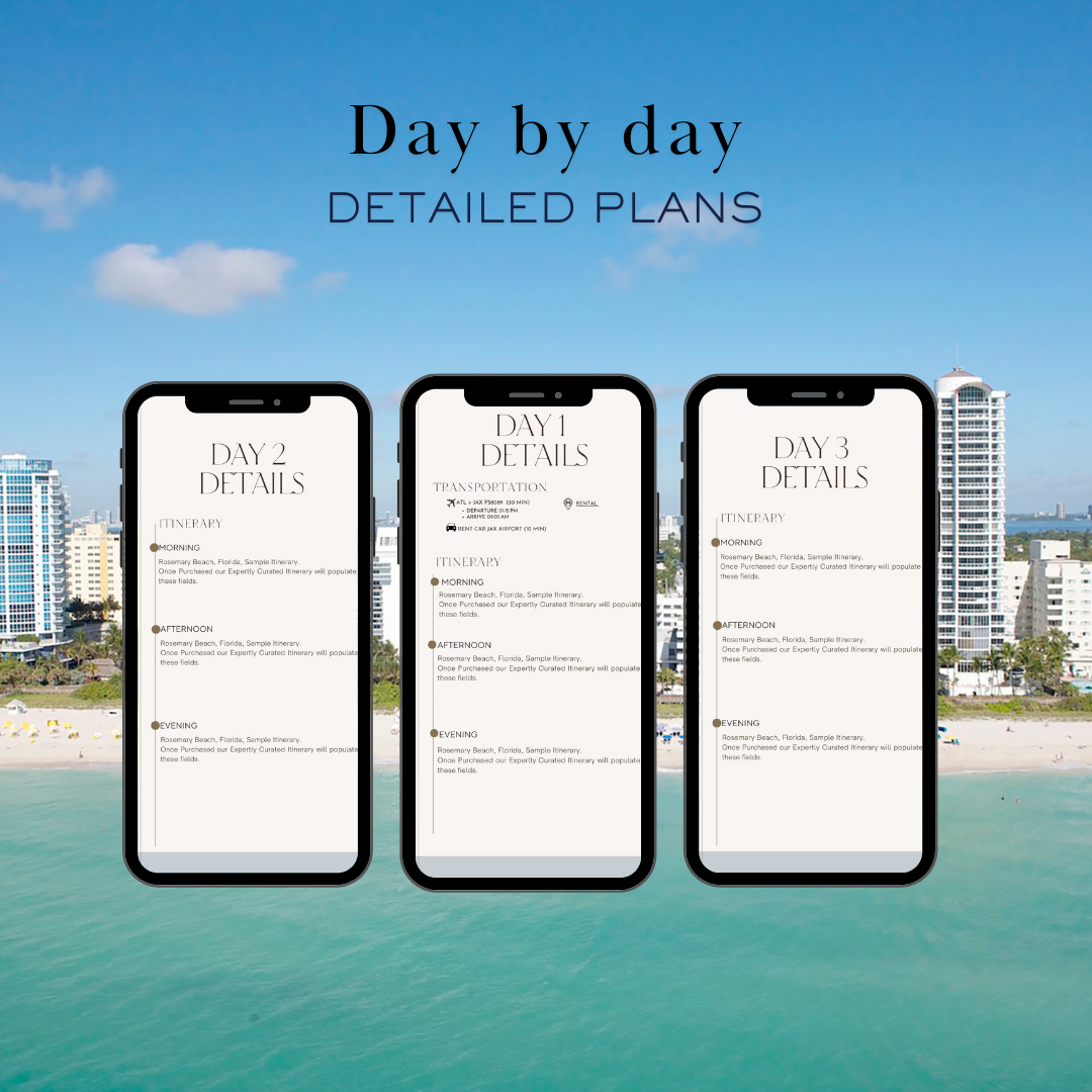 Miami FL 3 day planned travel itinerary