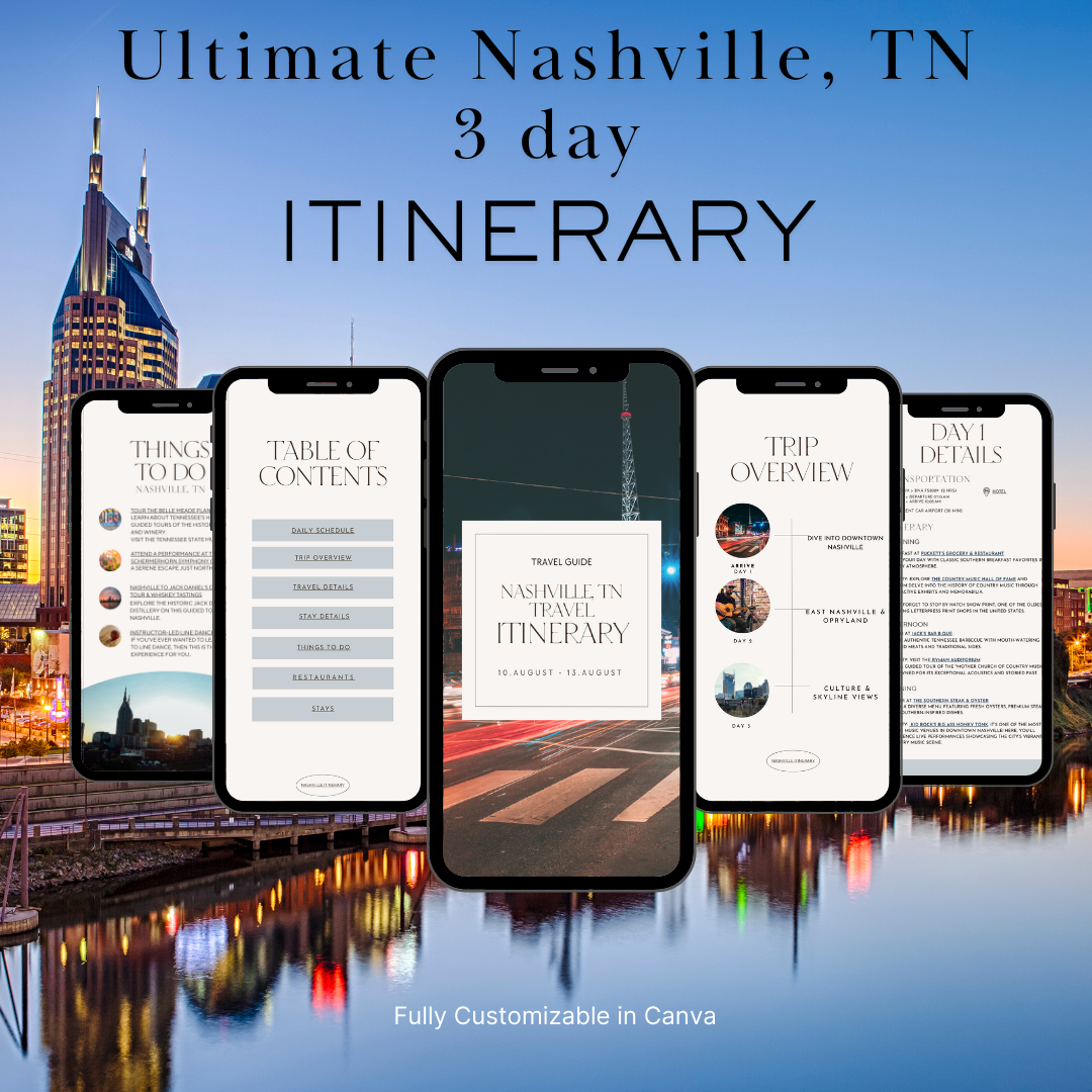 Nashville Itinerary downloadable and editable itinerary