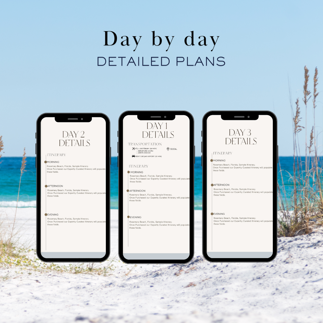 Rosemary Beach 3 day planned travel itinerary