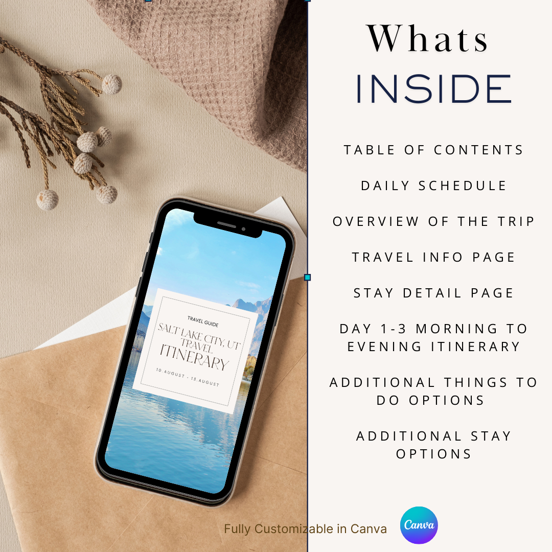 Salt Lake City downloadable and editable itinerary whats included