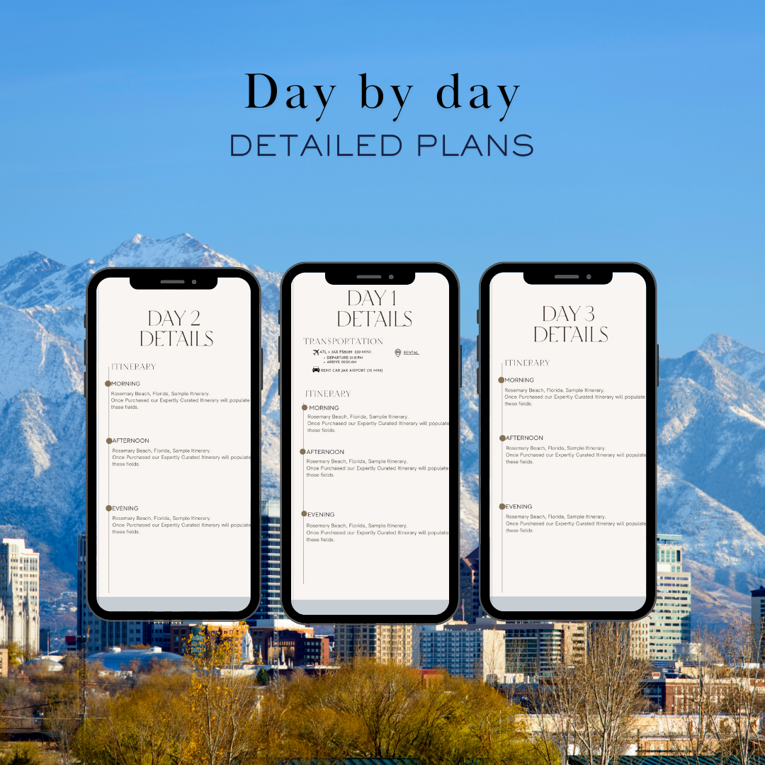 Salt Lake City 3 day planned travel itinerary