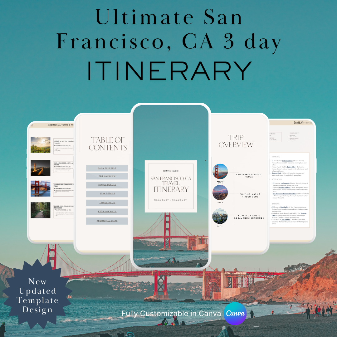 San Francisco downloadable and editable itinerary