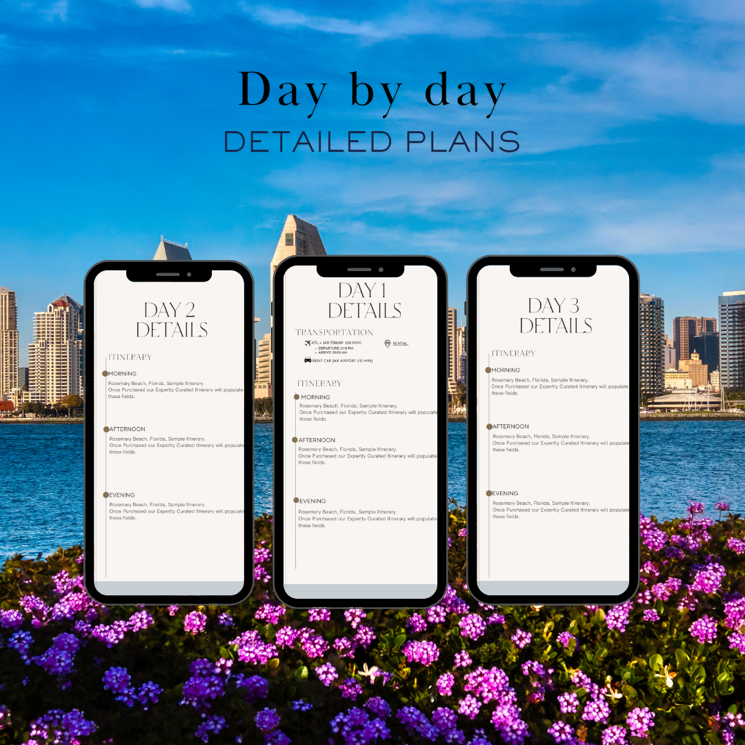 San Diego 3 day planned travel itinerary