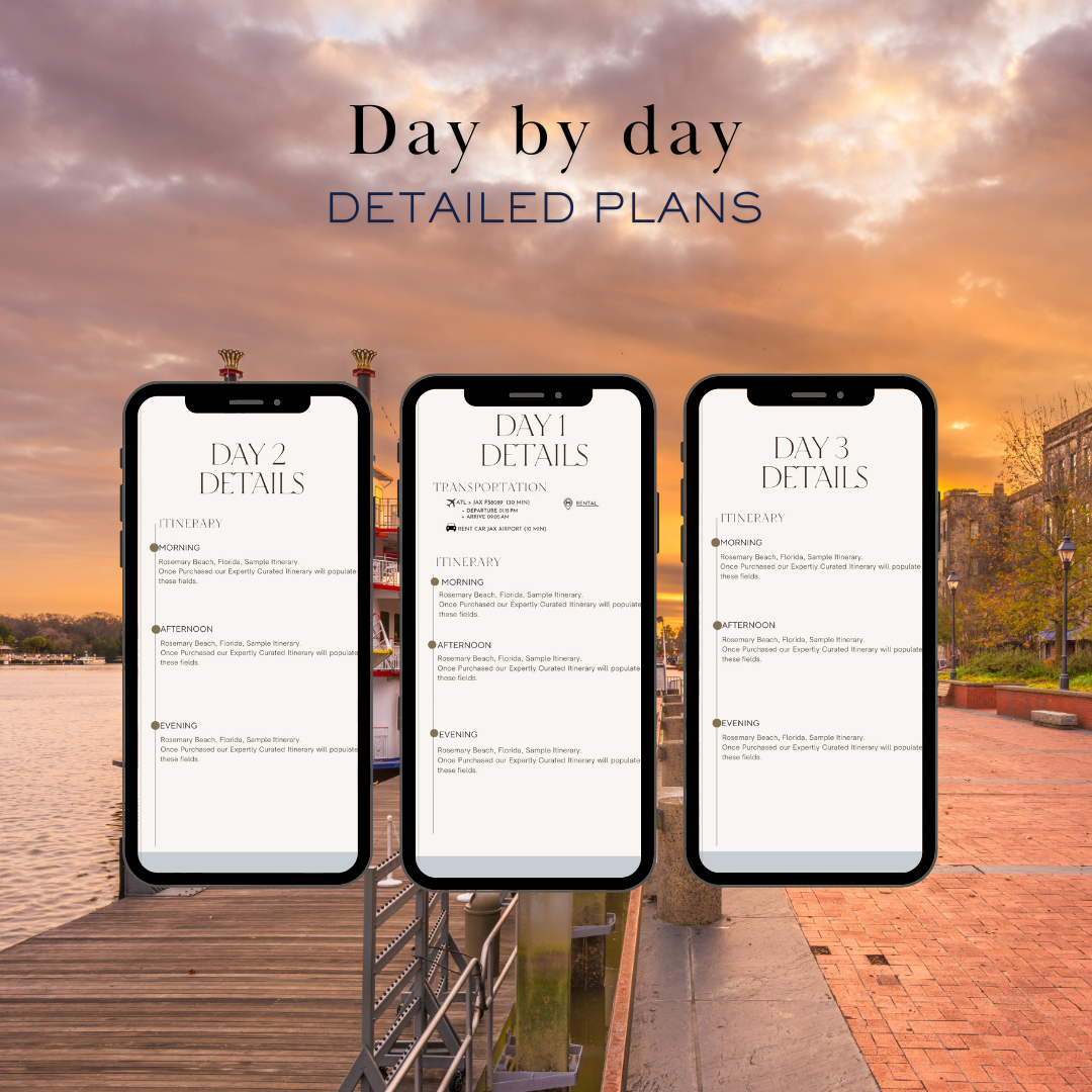 Savannah GA 3 day planned travel itinerary