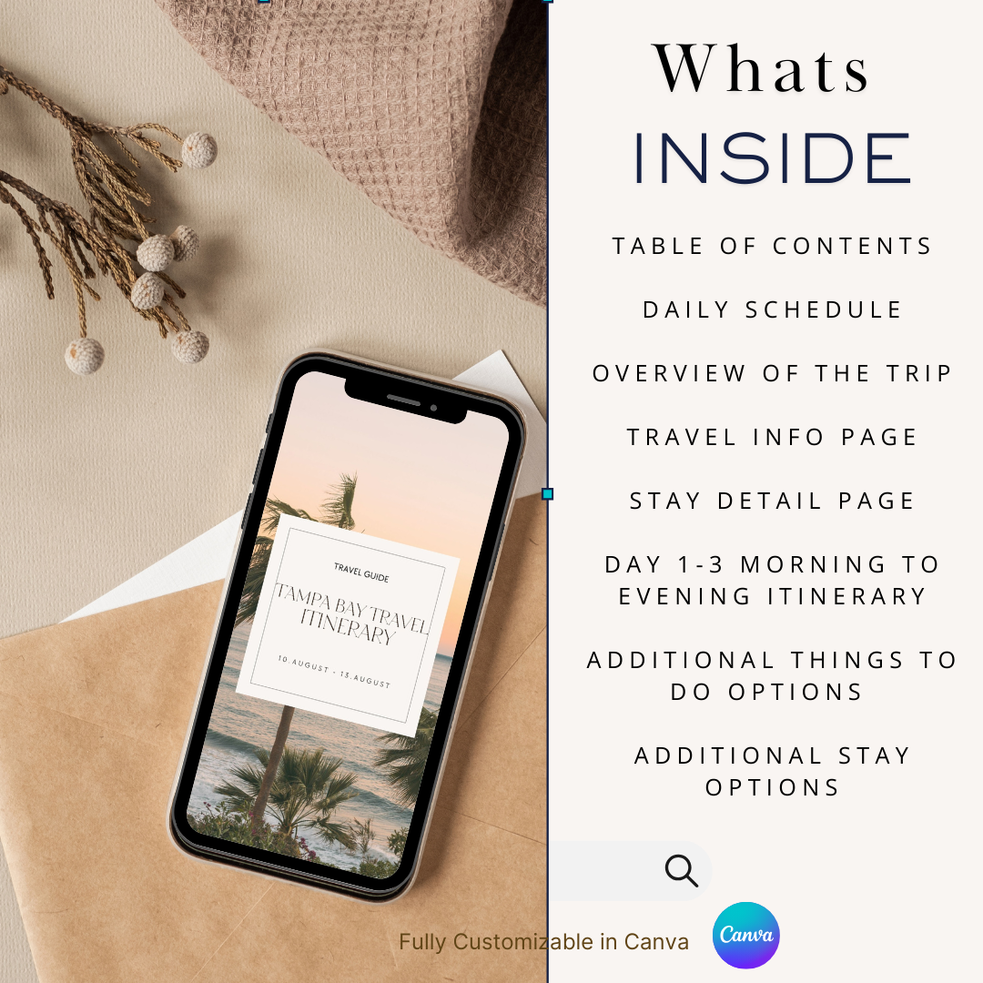 Tampa Bay downloadable and editable itinerary whats included