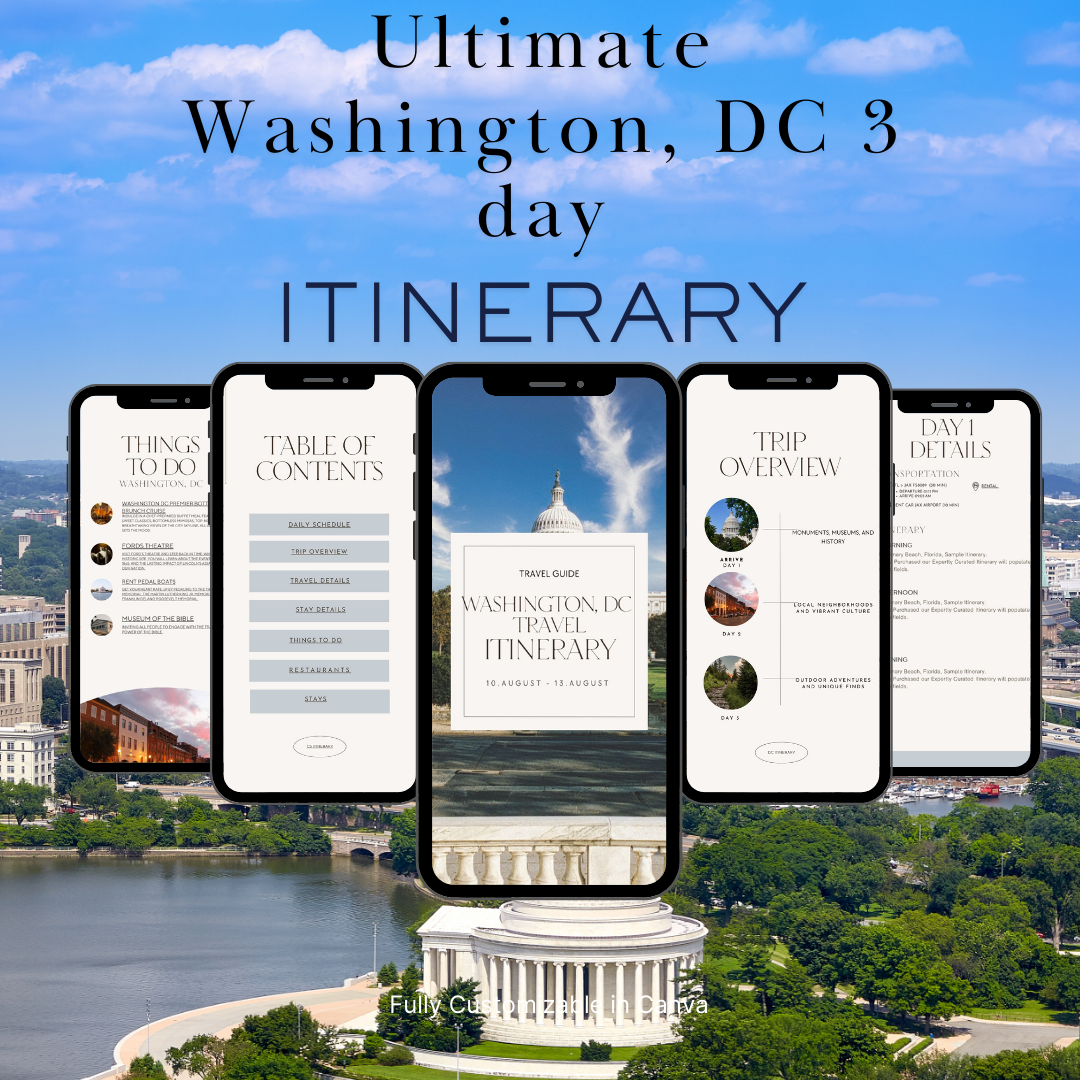 Washington DC downloadable and editable itinerary