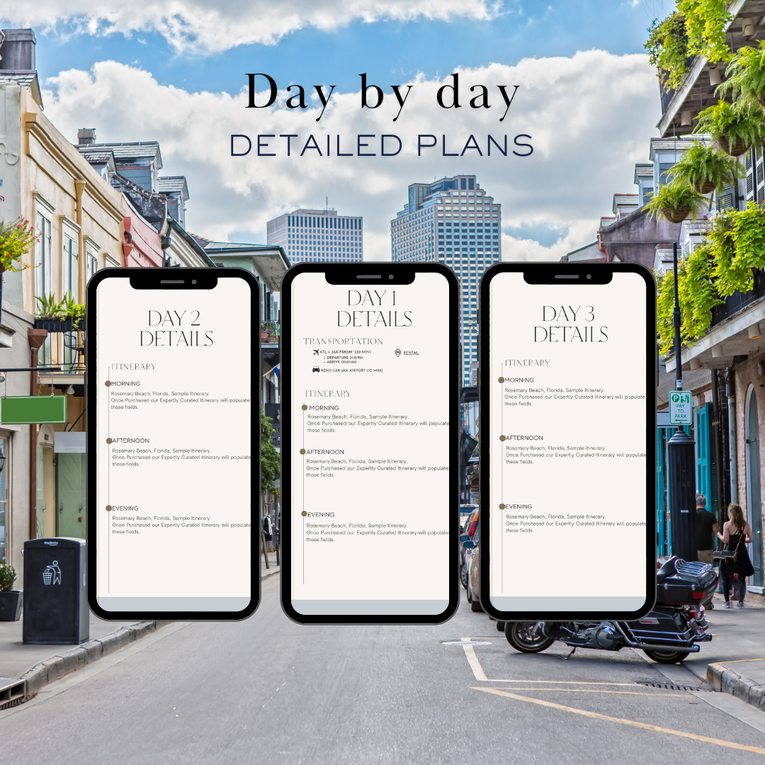 New Orleans 3 day planned travel itinerary